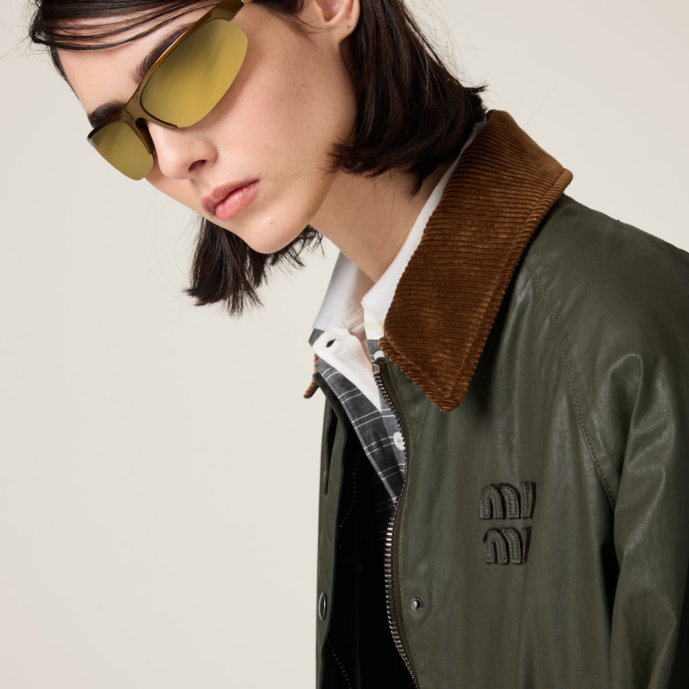 Resin-finish poplin caban jacket