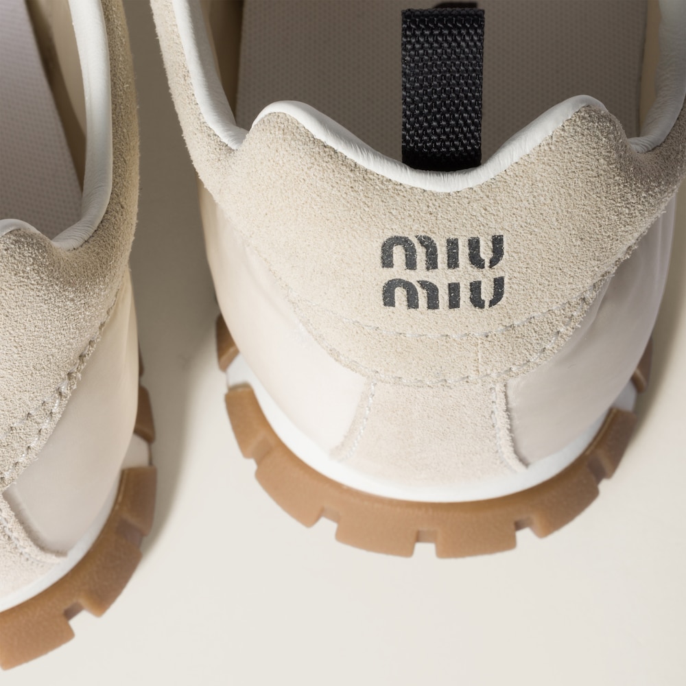 Tyre technical fabric and suede sneakers