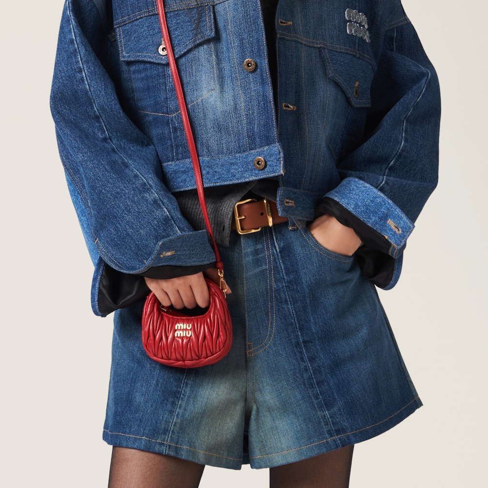 Wander matelassé nappa leather micro hobo bag