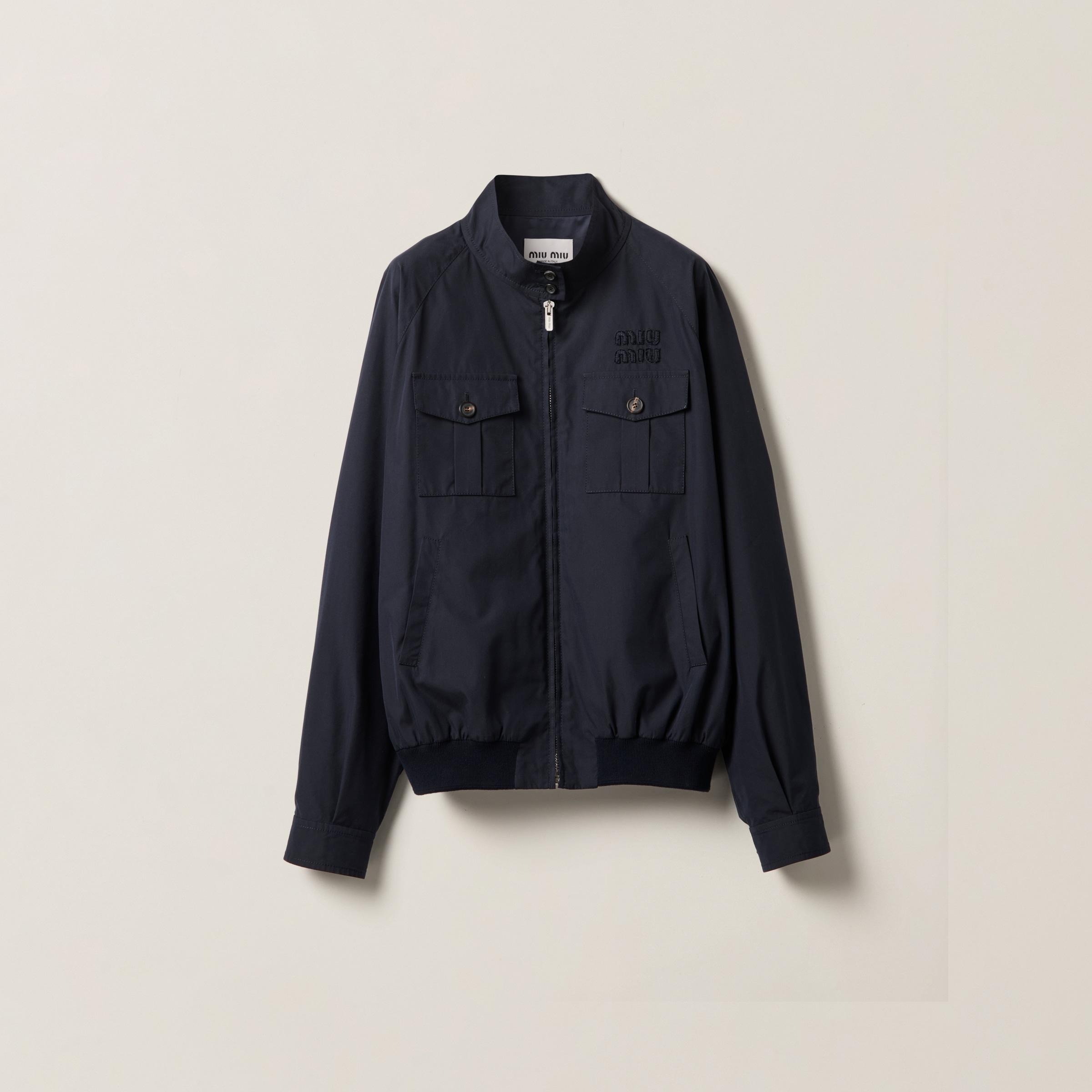 Panama cotton blouson jacket with pockets