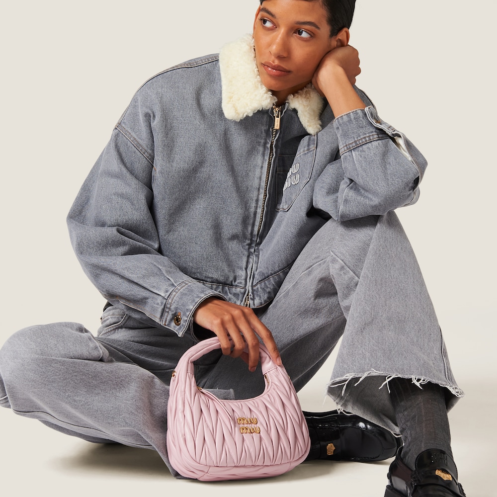 Embroidered denim blouson jacket