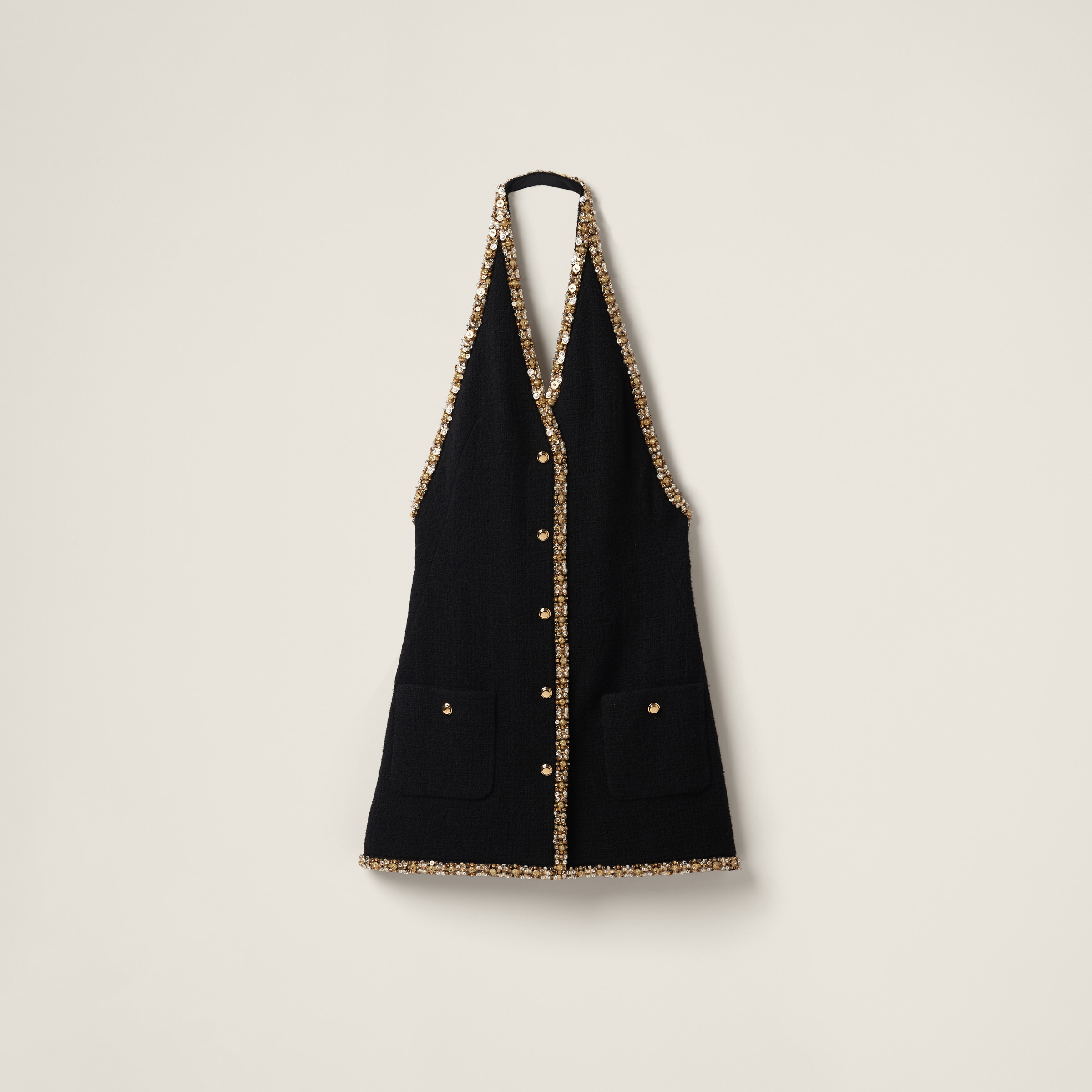 Embroidered tweed mini-dress