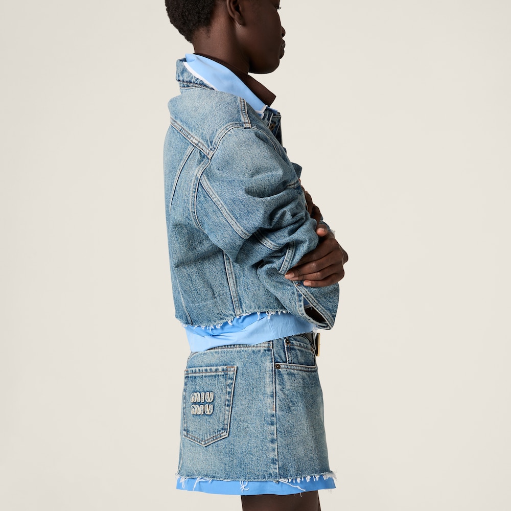 Denim and poplin trucker jacket