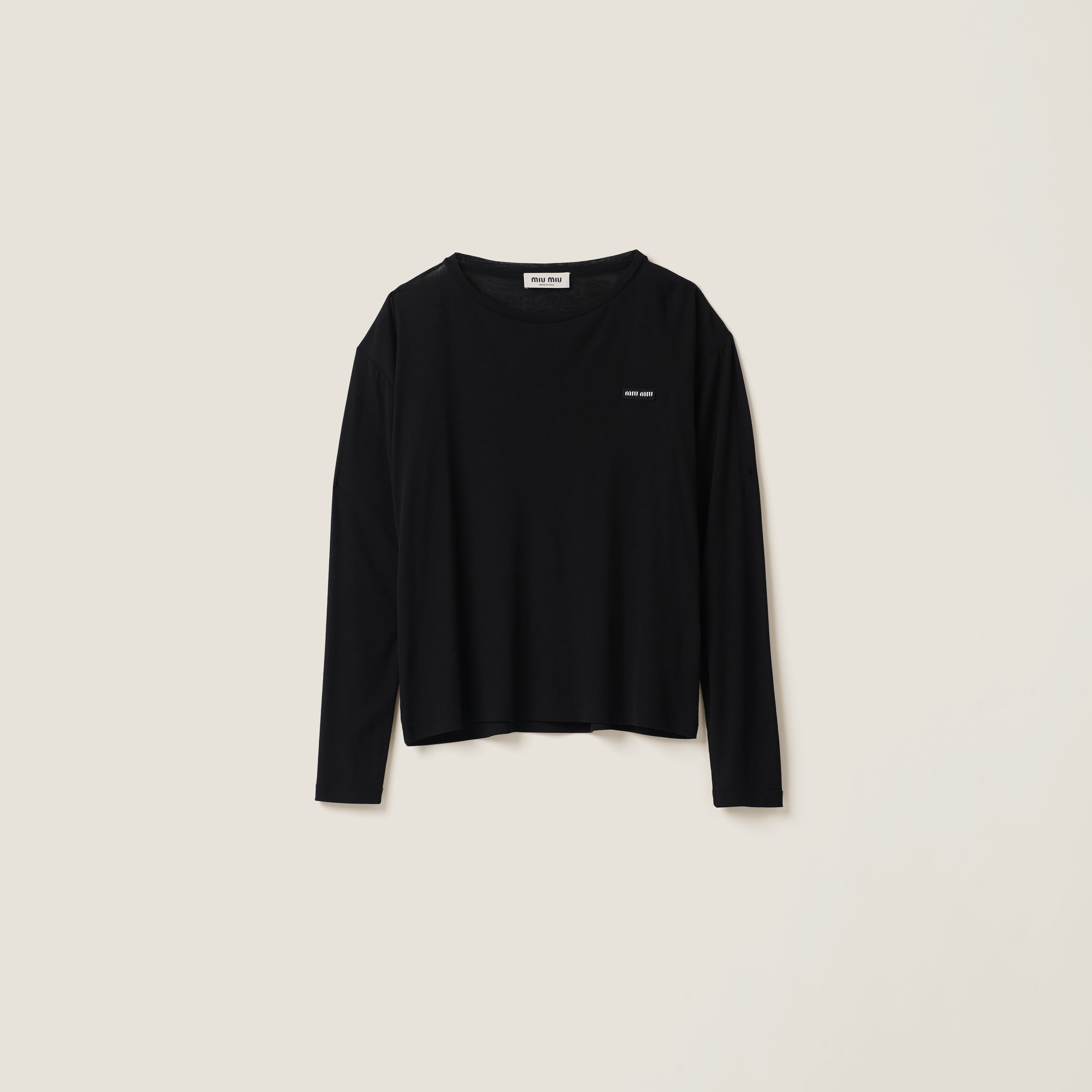Long-sleeved ribbed jersey T-shirt