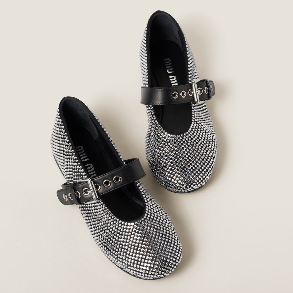 Satin ballerinas with crystals