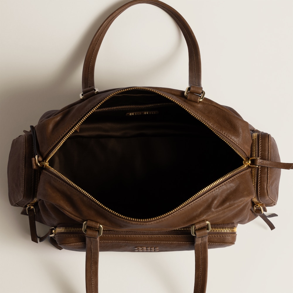 Pocket washed nappa leather bag