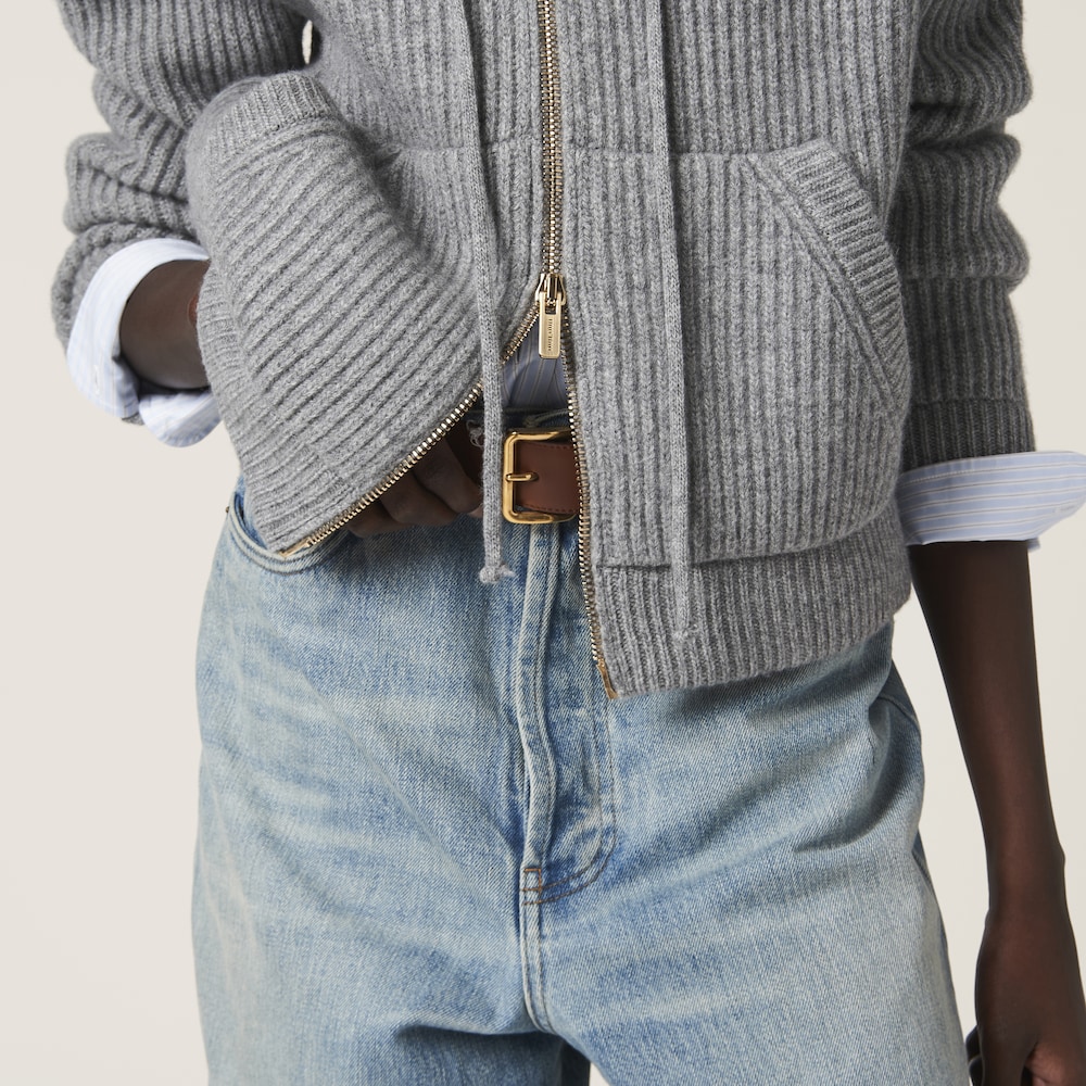 Wool and cashmere hoodie cardigan
