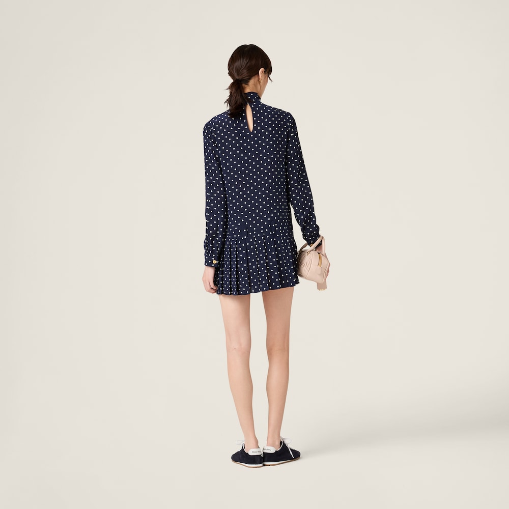 Printed crepe de chine dress
