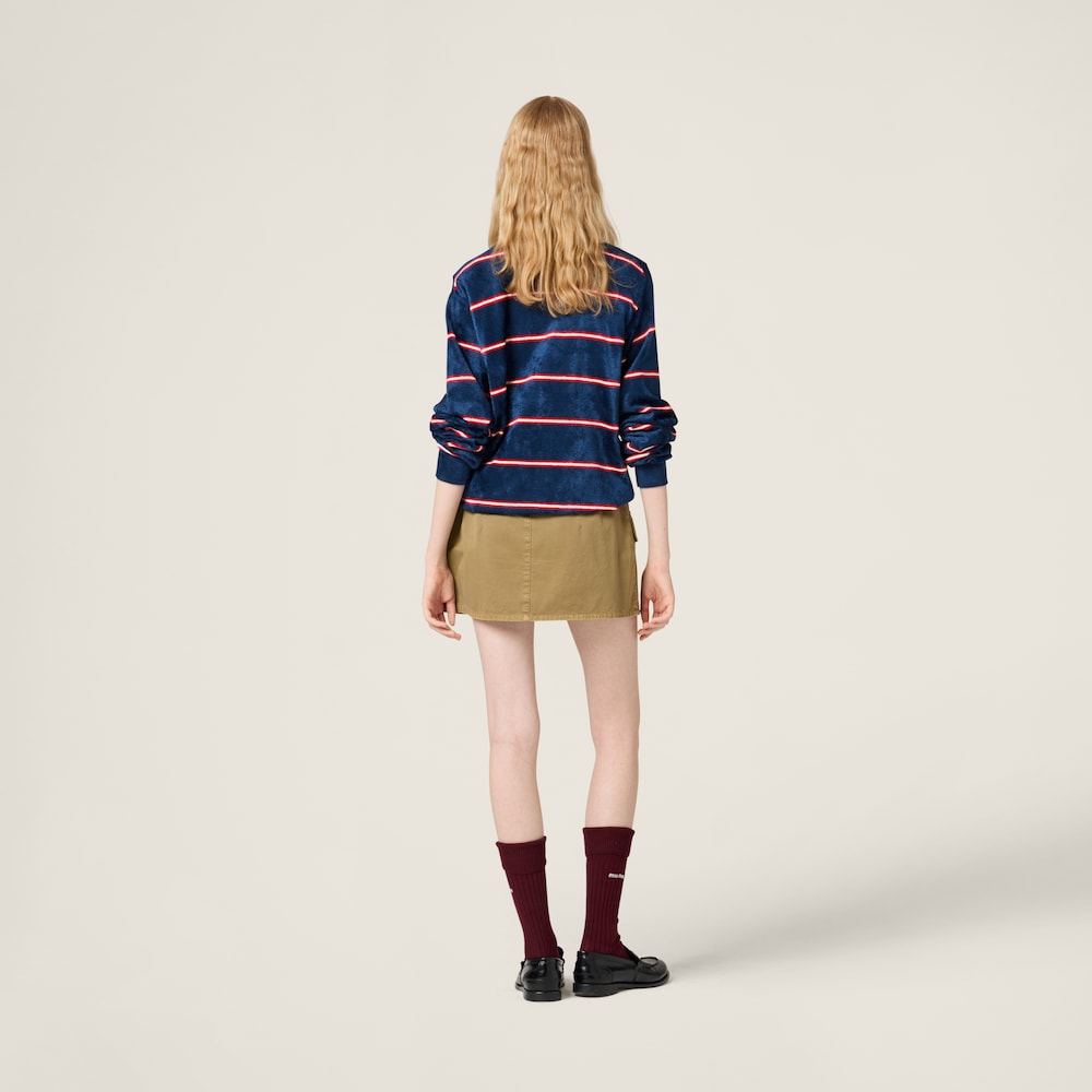 Striped viscose polo shirt