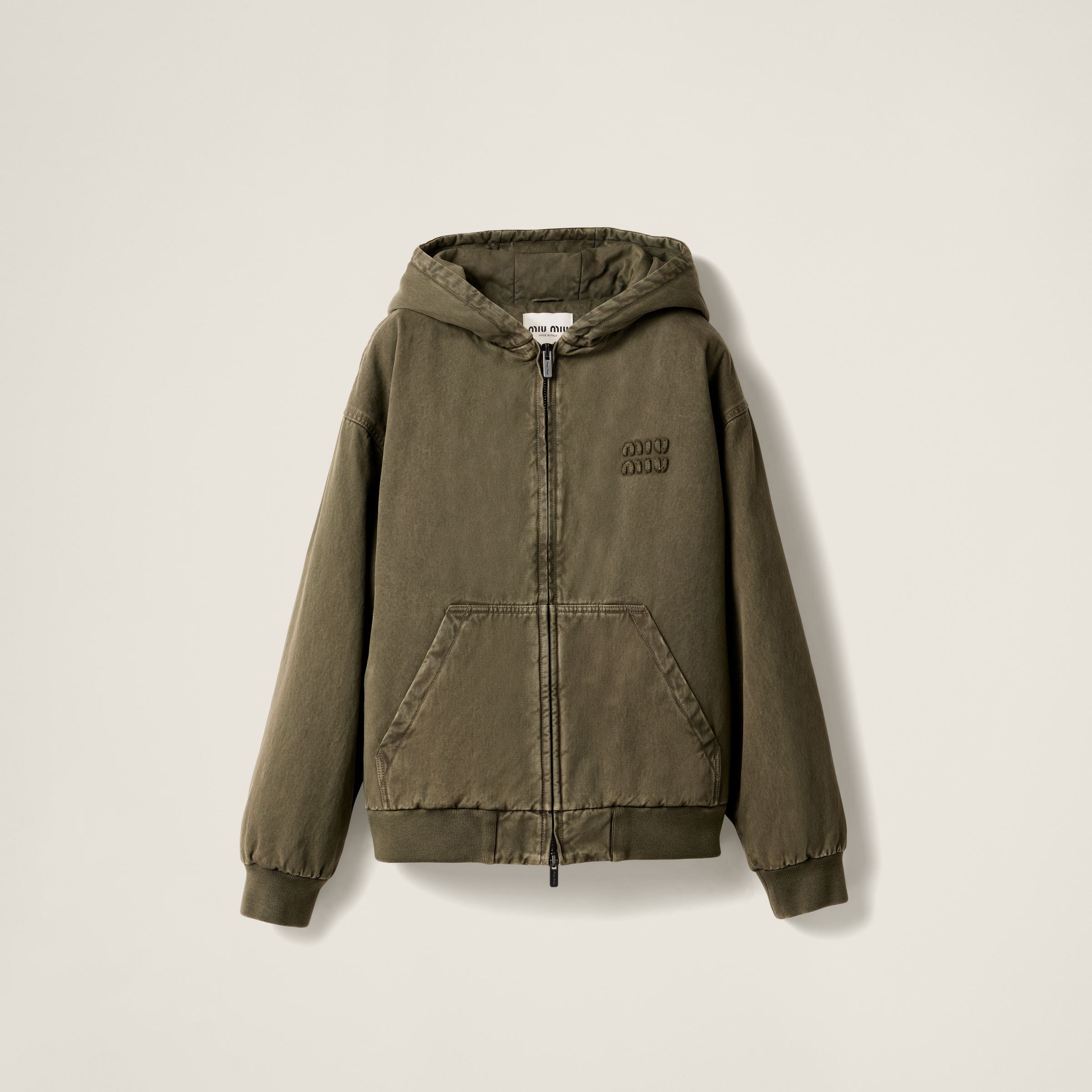 Garment-dyed blouson jacket with embroidered logo