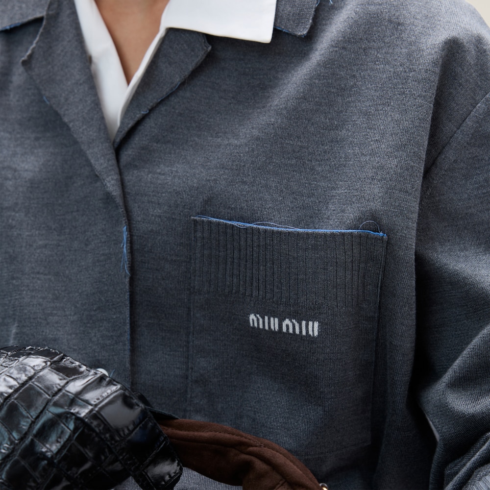 Knit and poplin shirt