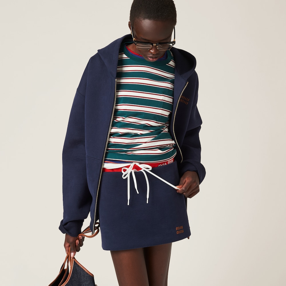 Padded cotton fleece miniskirt