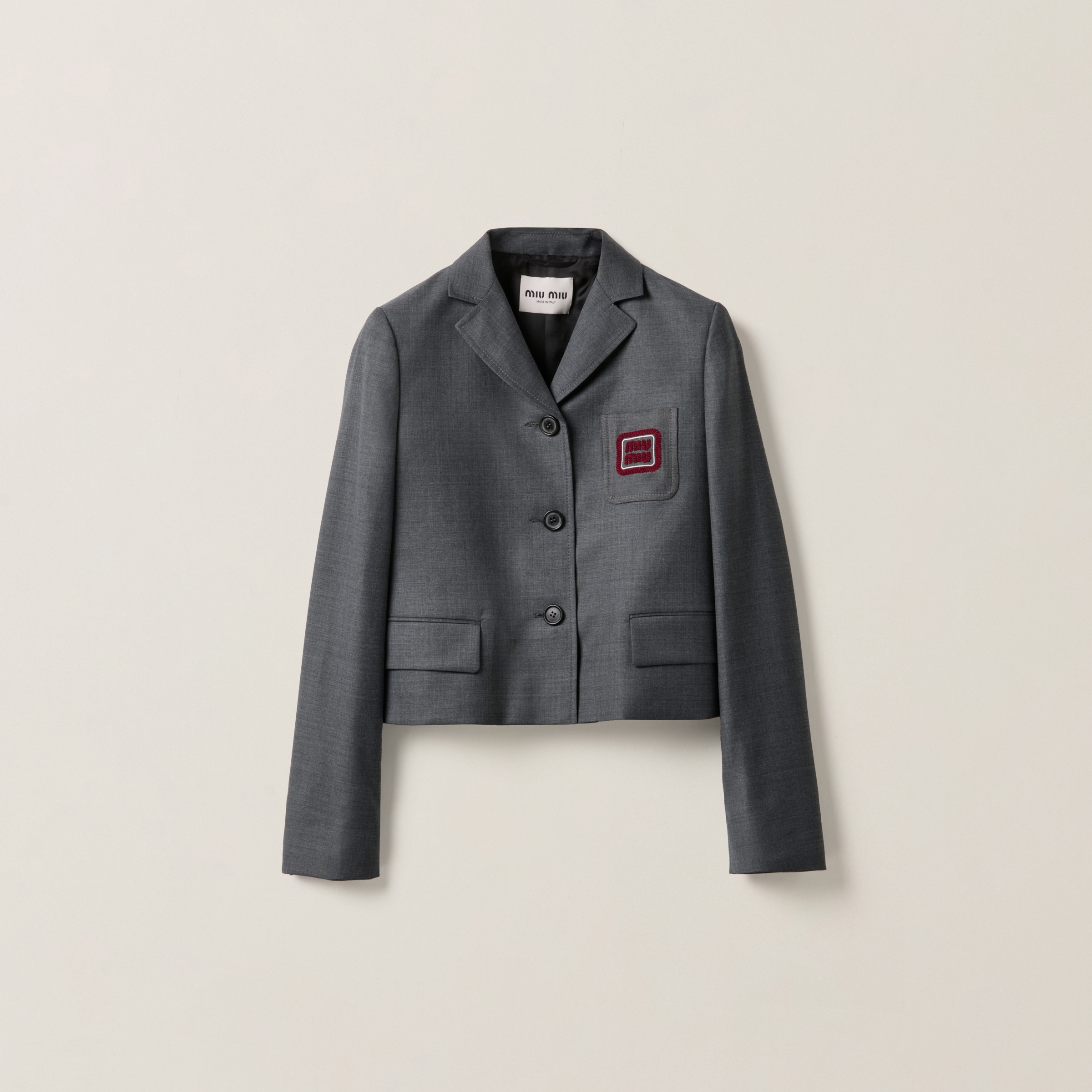 Single-breasted grisaille jacket with logo