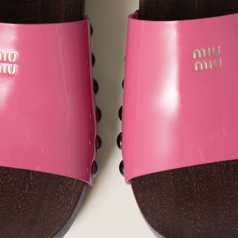 Patent leather clogs