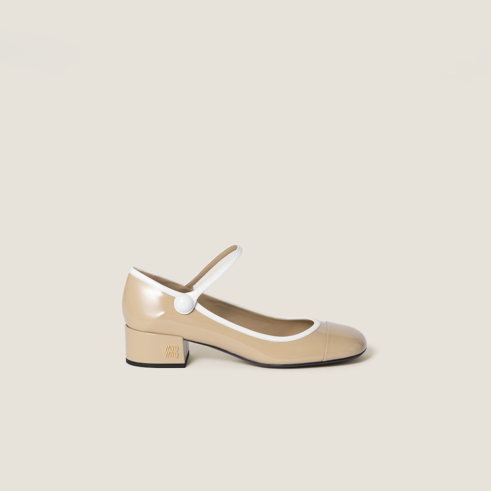 Two-tone patent leather Mary Jane pumps