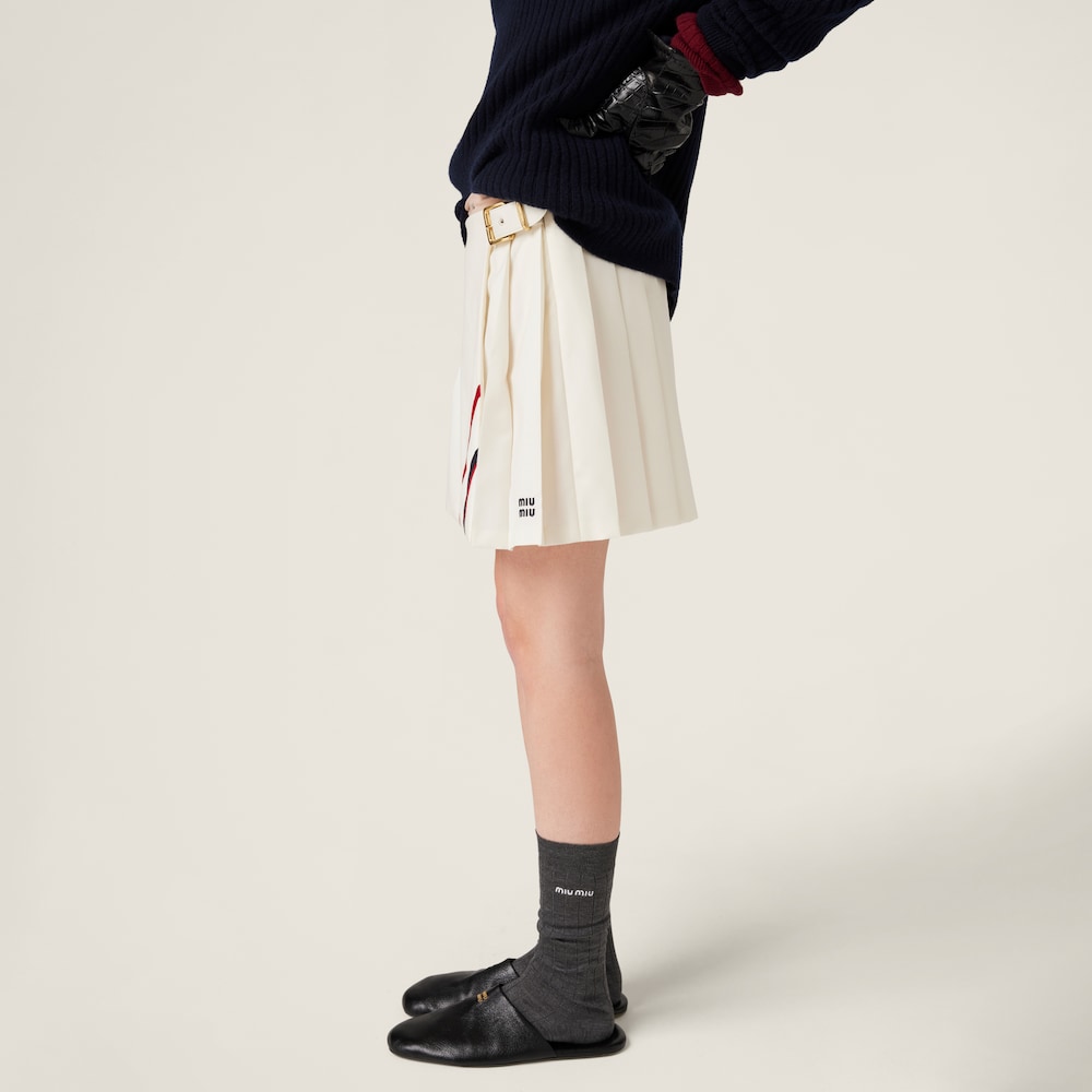 Pleated mohair fabric mini-skirt