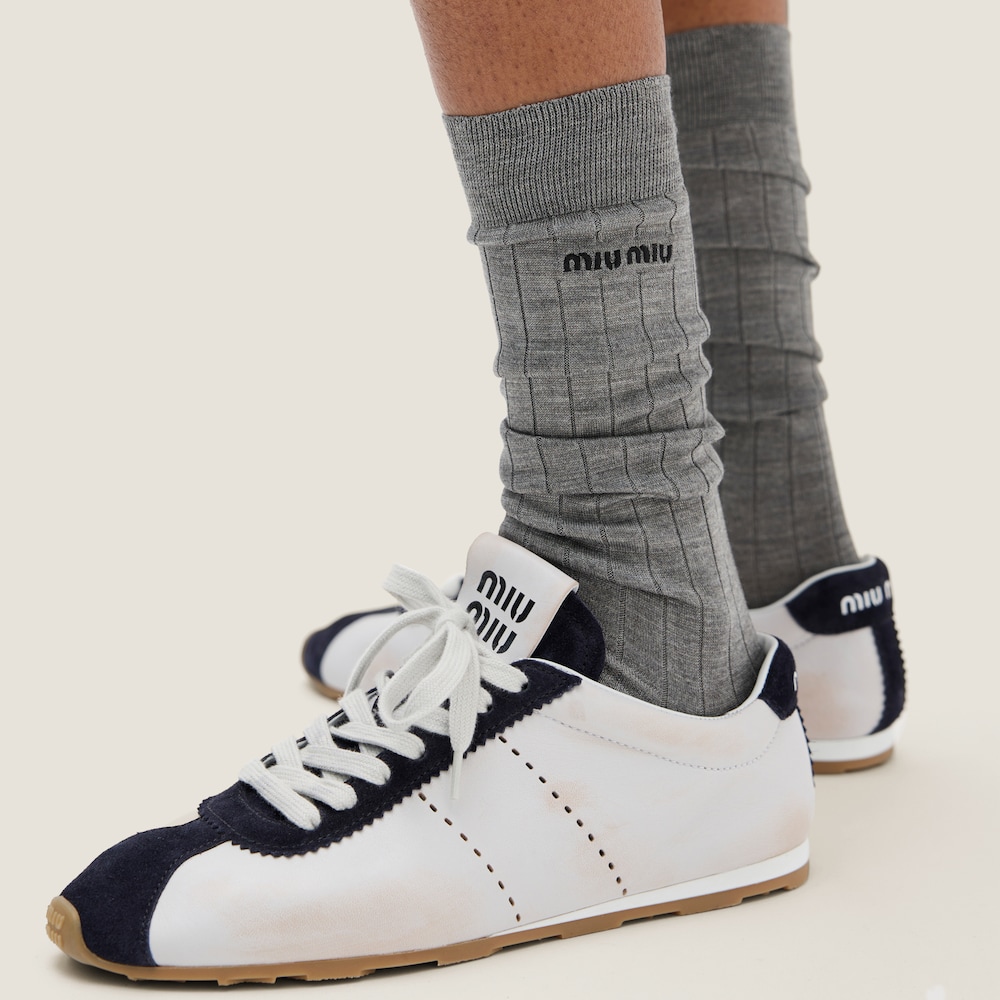 Plume nappa leather and suede sneakers