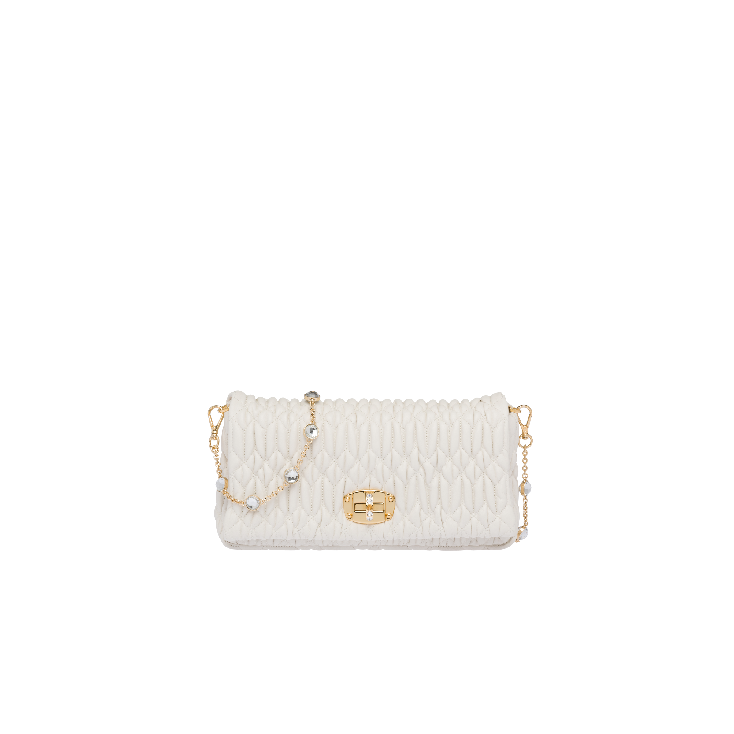 Miu Crystal Cloqué Nappa leather bag