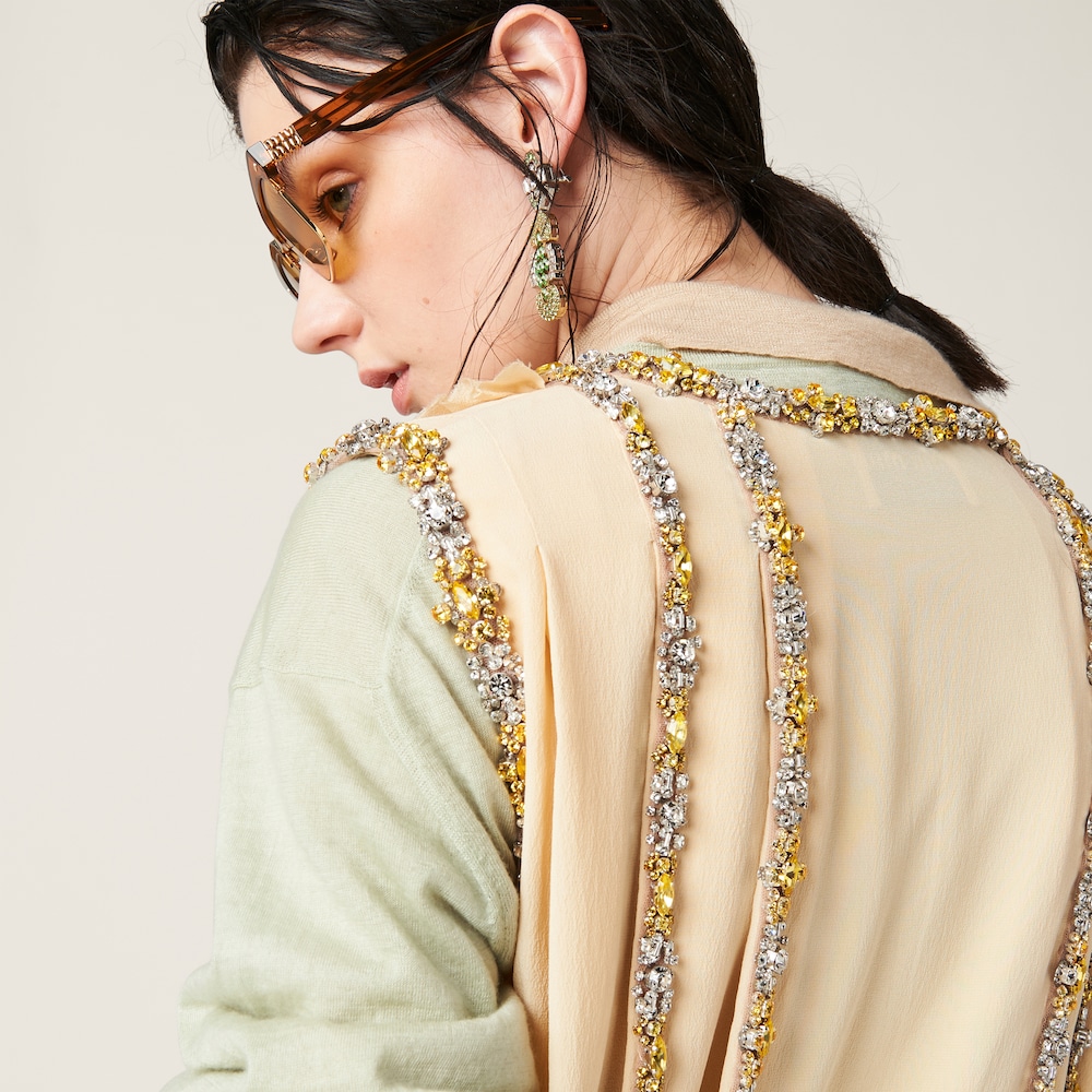 Embroidered marocain dress