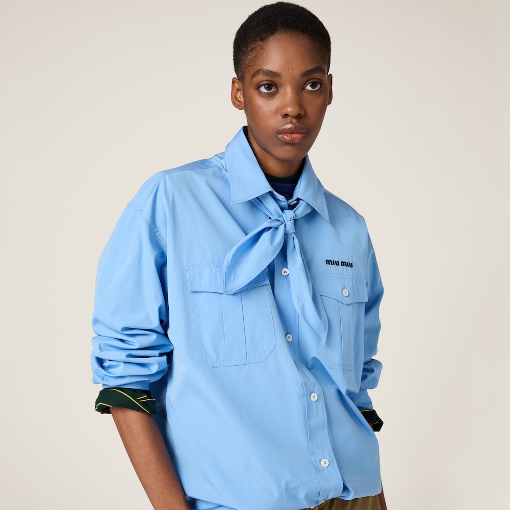 Poplin shirt with scarf