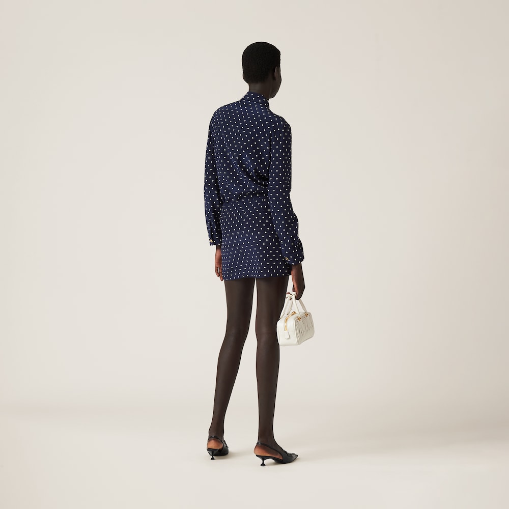 Polka-dot crepe de chine miniskirt