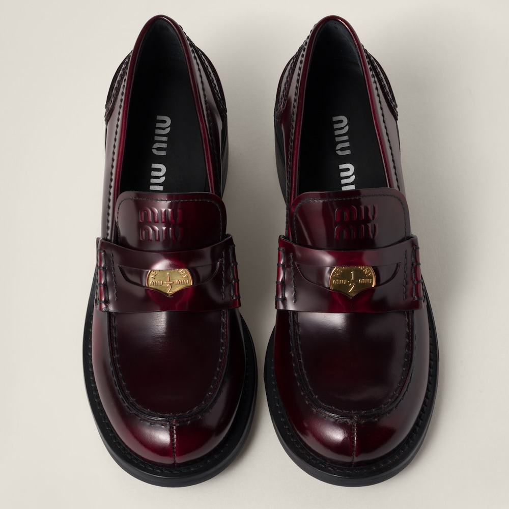 Brushed leather loafers