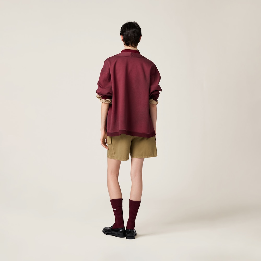 Garment-dyed cotton fleece cardigan