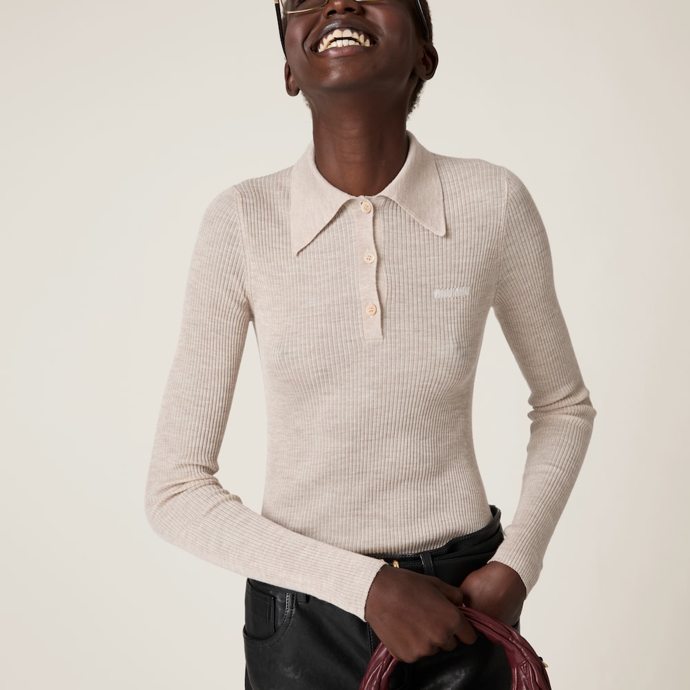 Cashmere and silk knit polo shirt