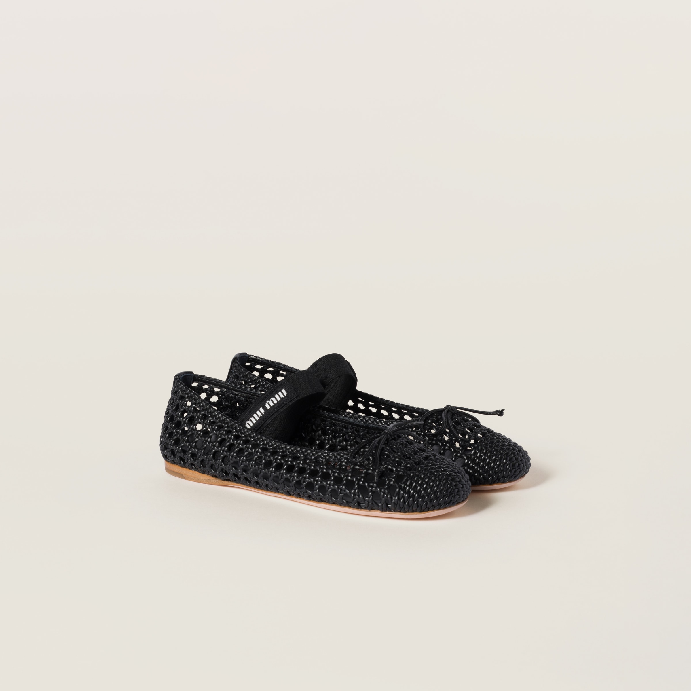 Woven nappa leather ballerinas