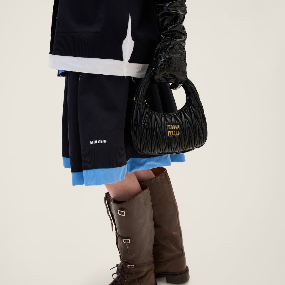 Knit and poplin skirt