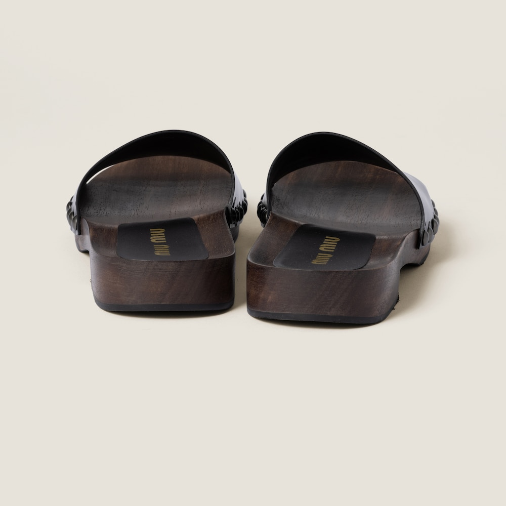Patent leather clogs