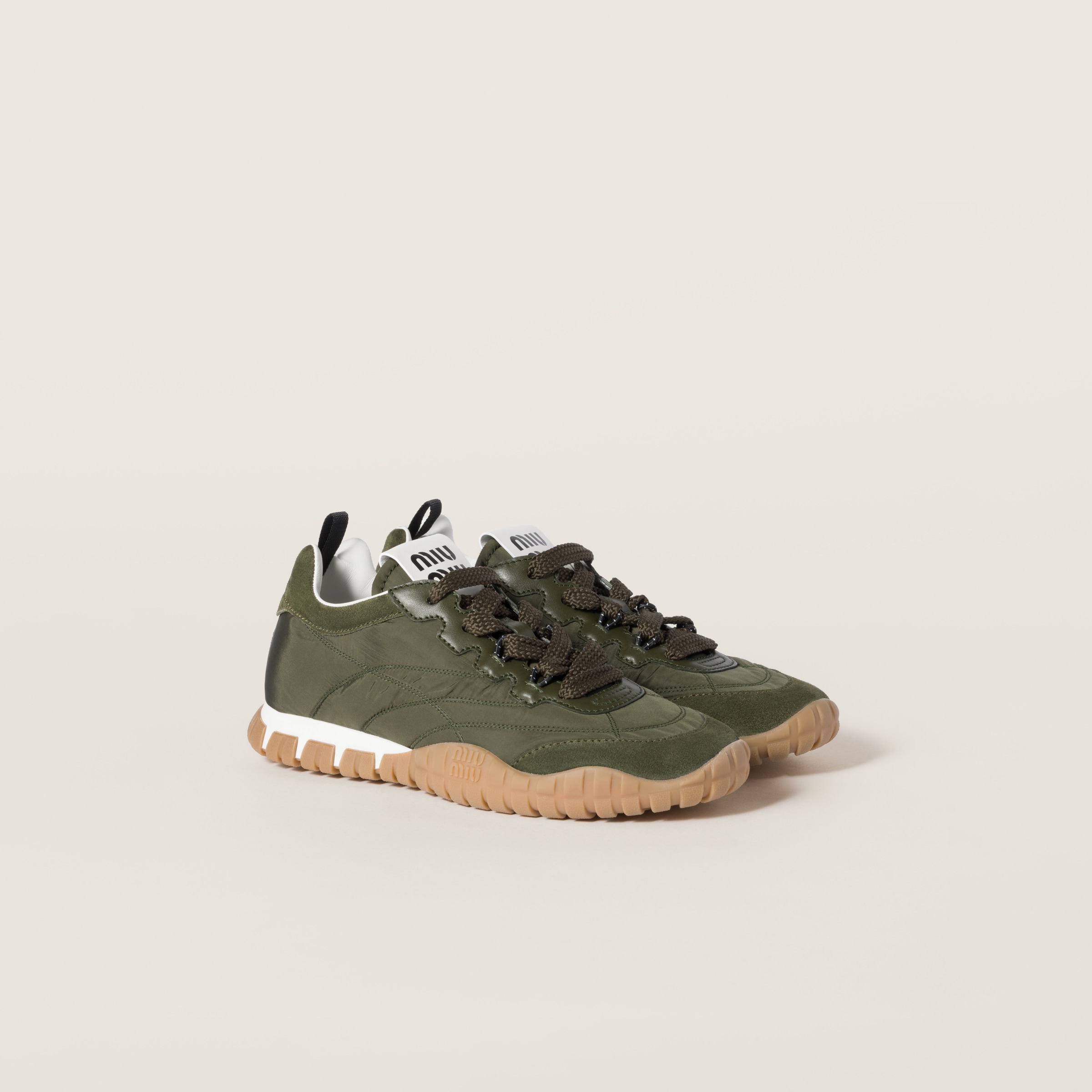 Tyre technical fabric and suede sneakers