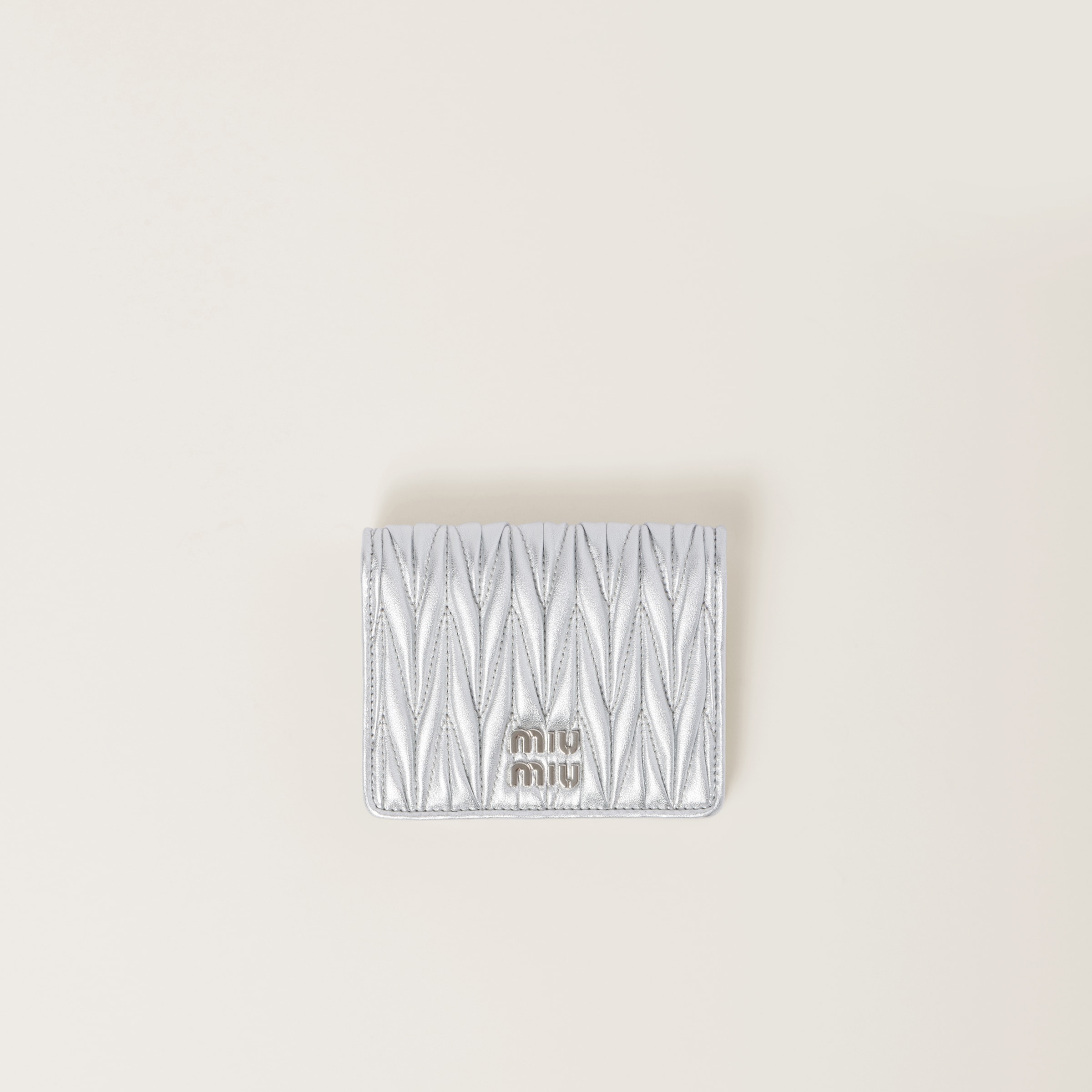 Small matelassé nappa leather wallet