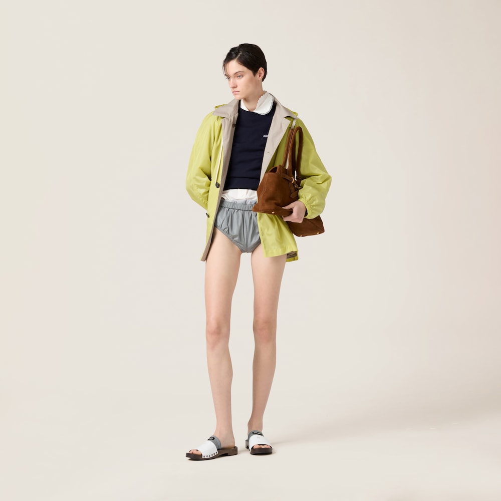 Panama cotton and technical pongé blouson jacket