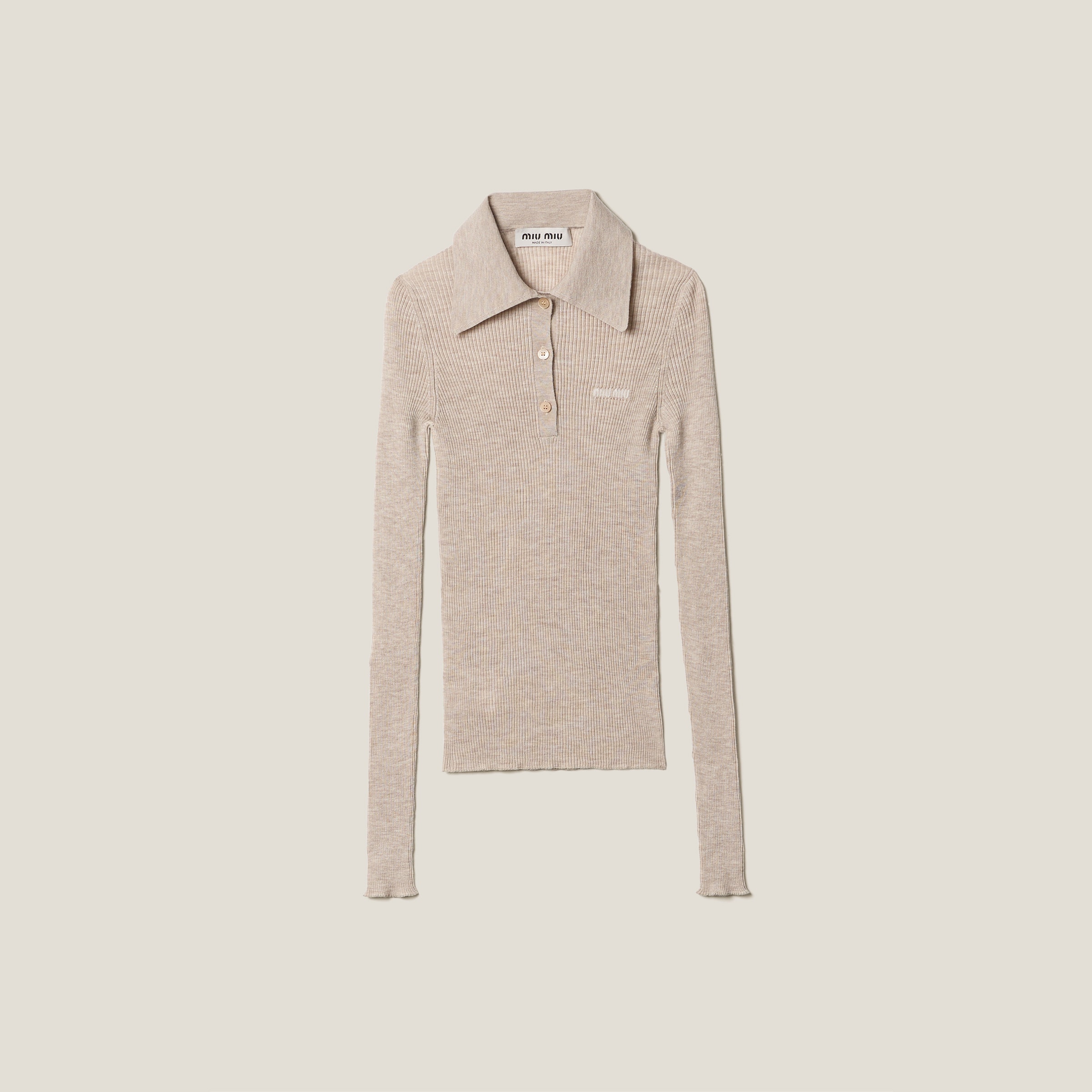Cashmere and silk knit polo shirt