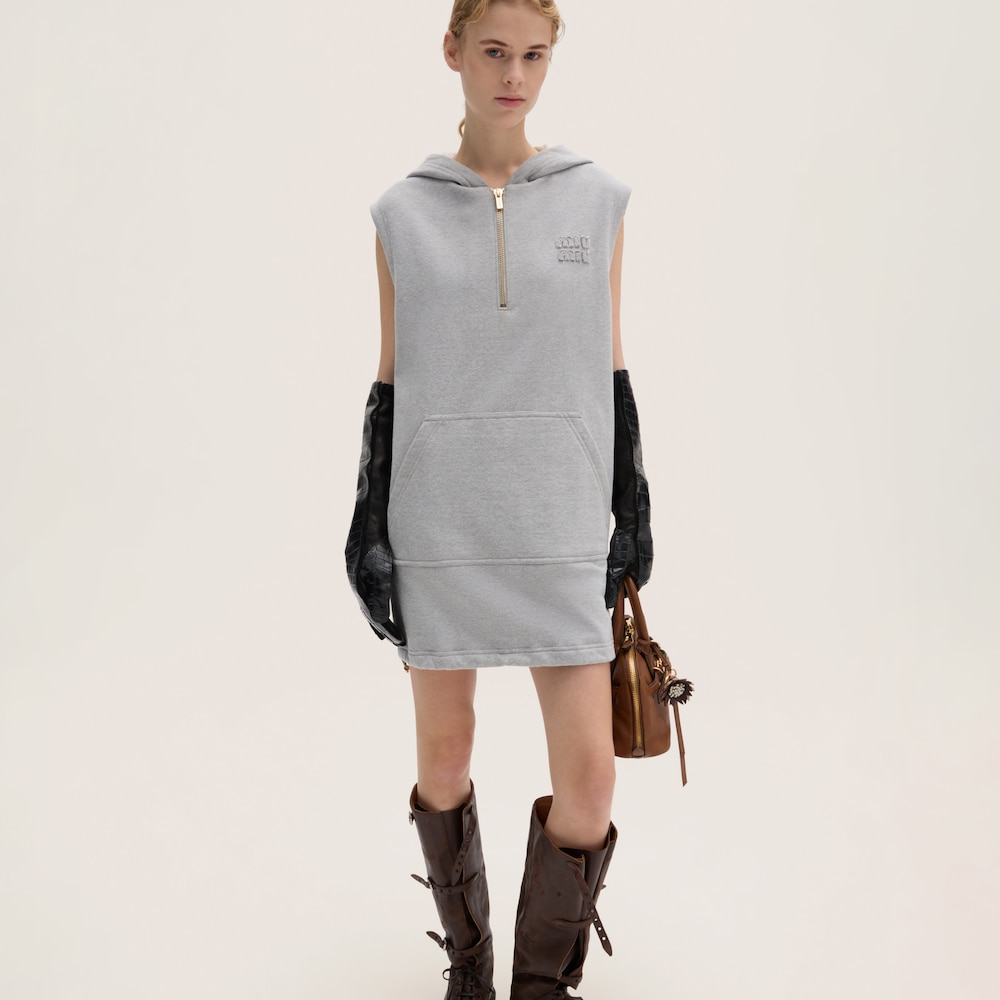 Cotton fleece hoodie dress