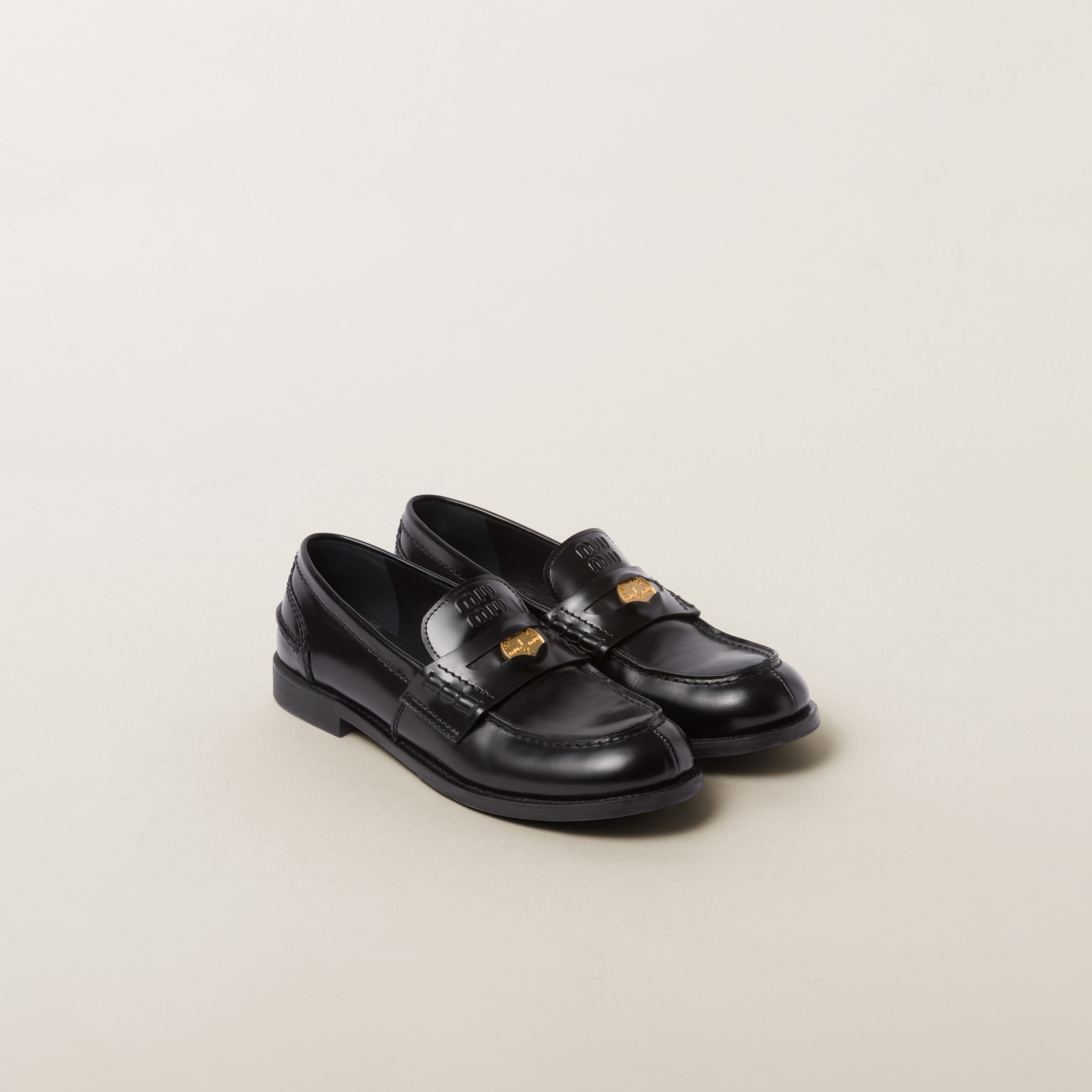 Brushed leather penny loafers