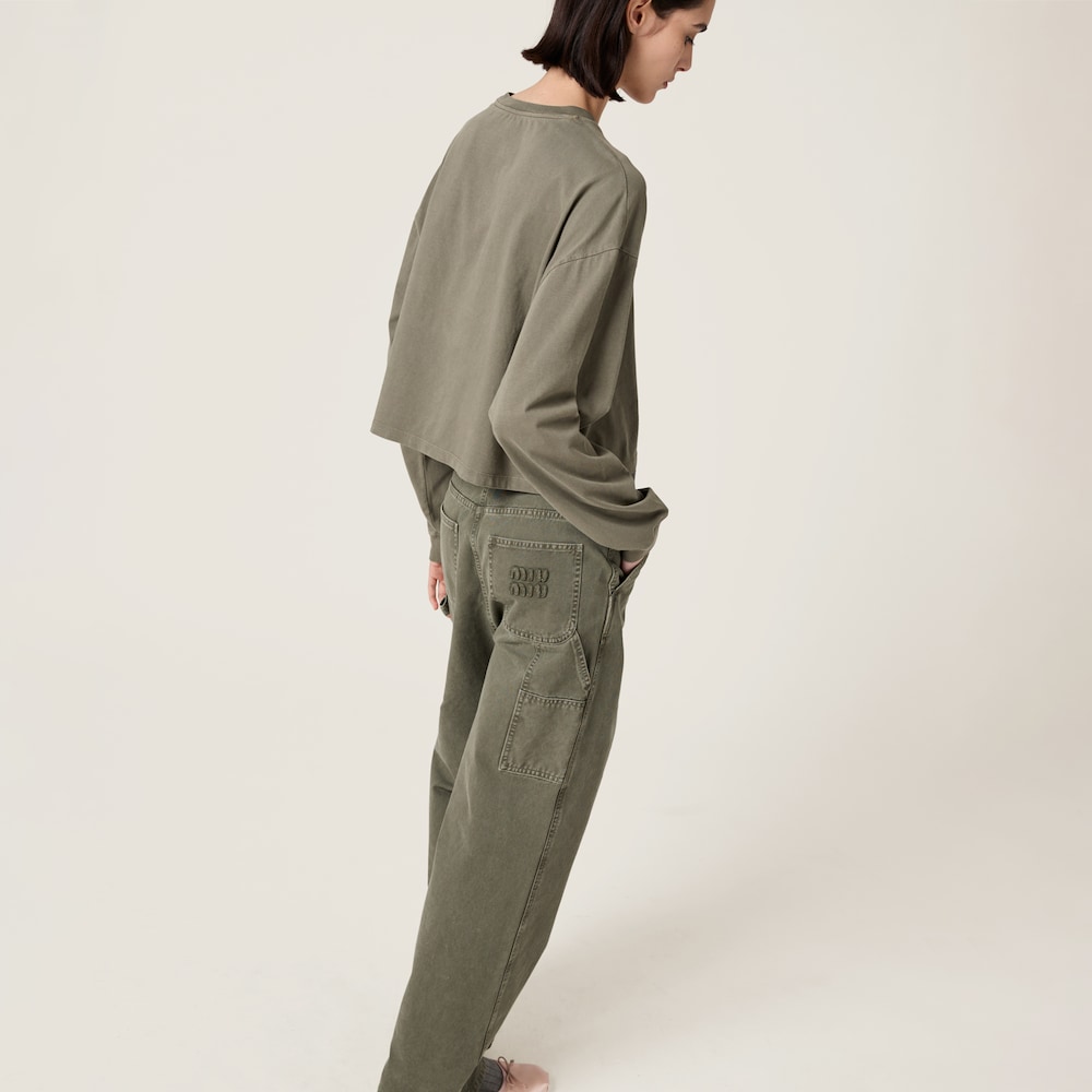 Garment-dyed gabardine pants
