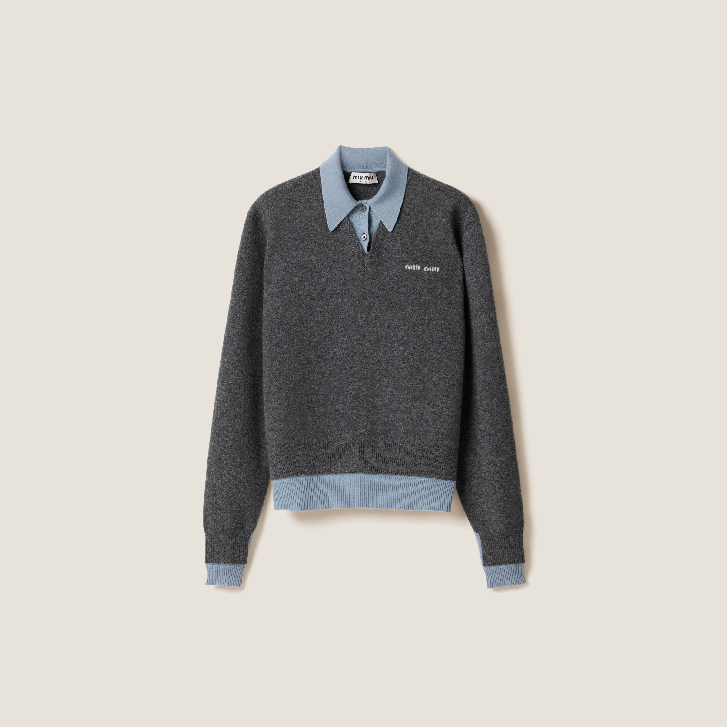 Cashmere and wool polo sweater