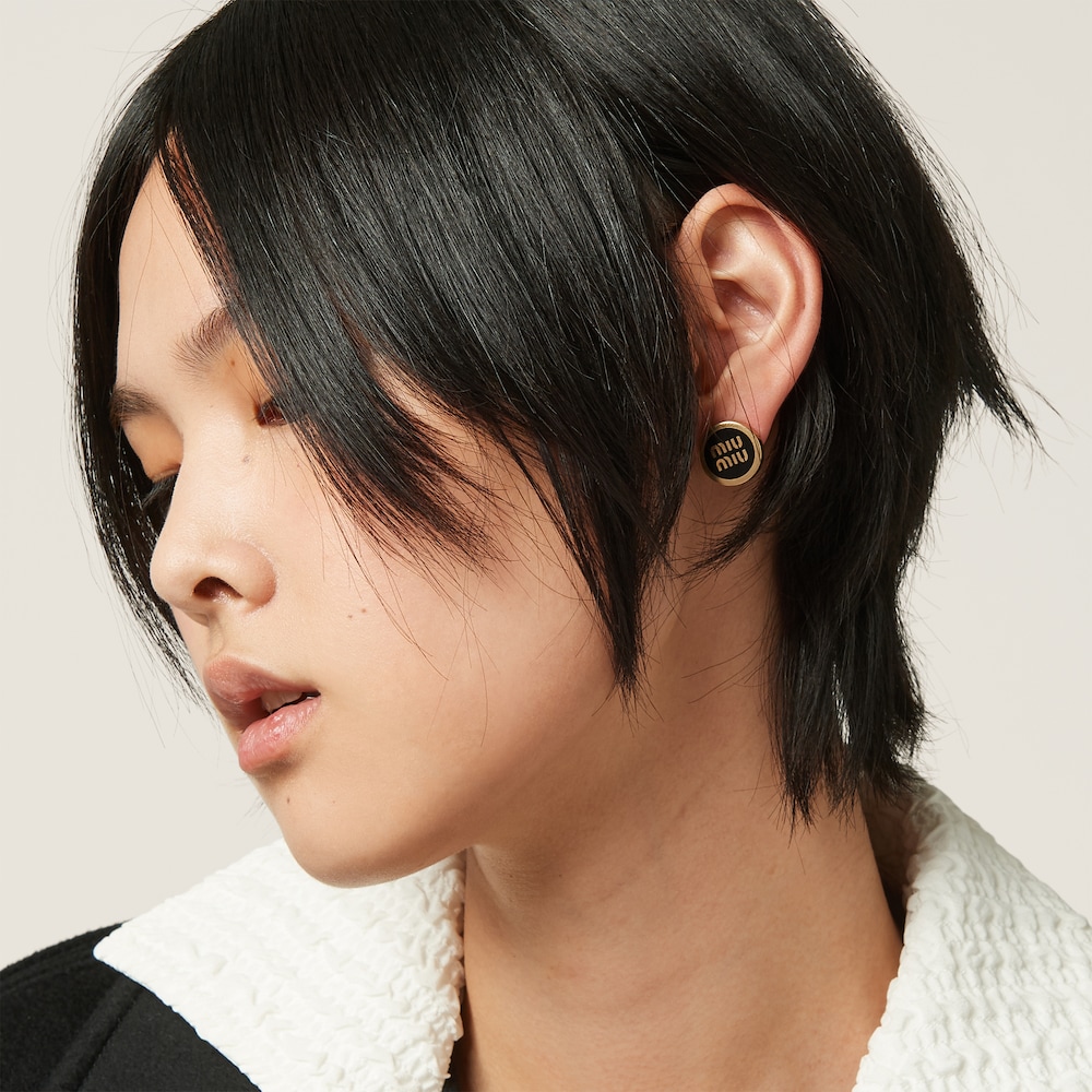 Enameled metal earrings