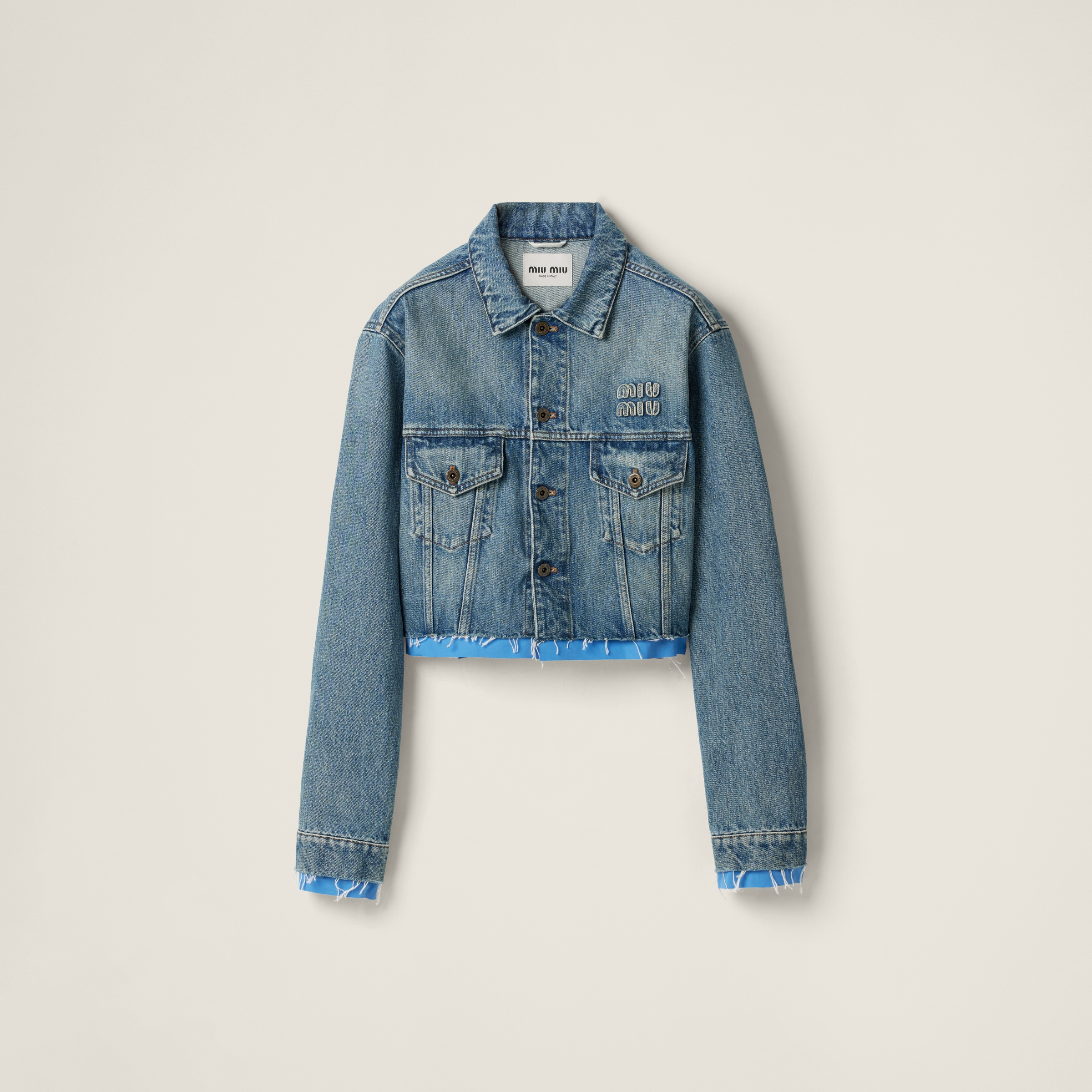 Denim and poplin trucker jacket