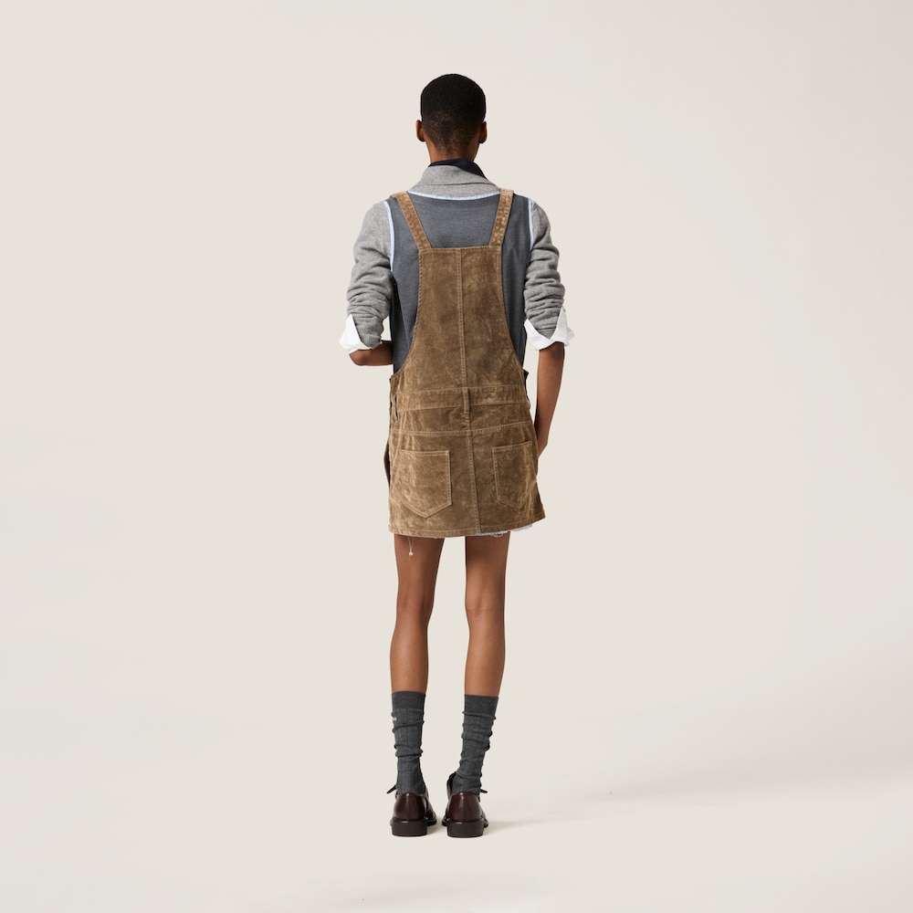 Washed flocked chambray mini-dress