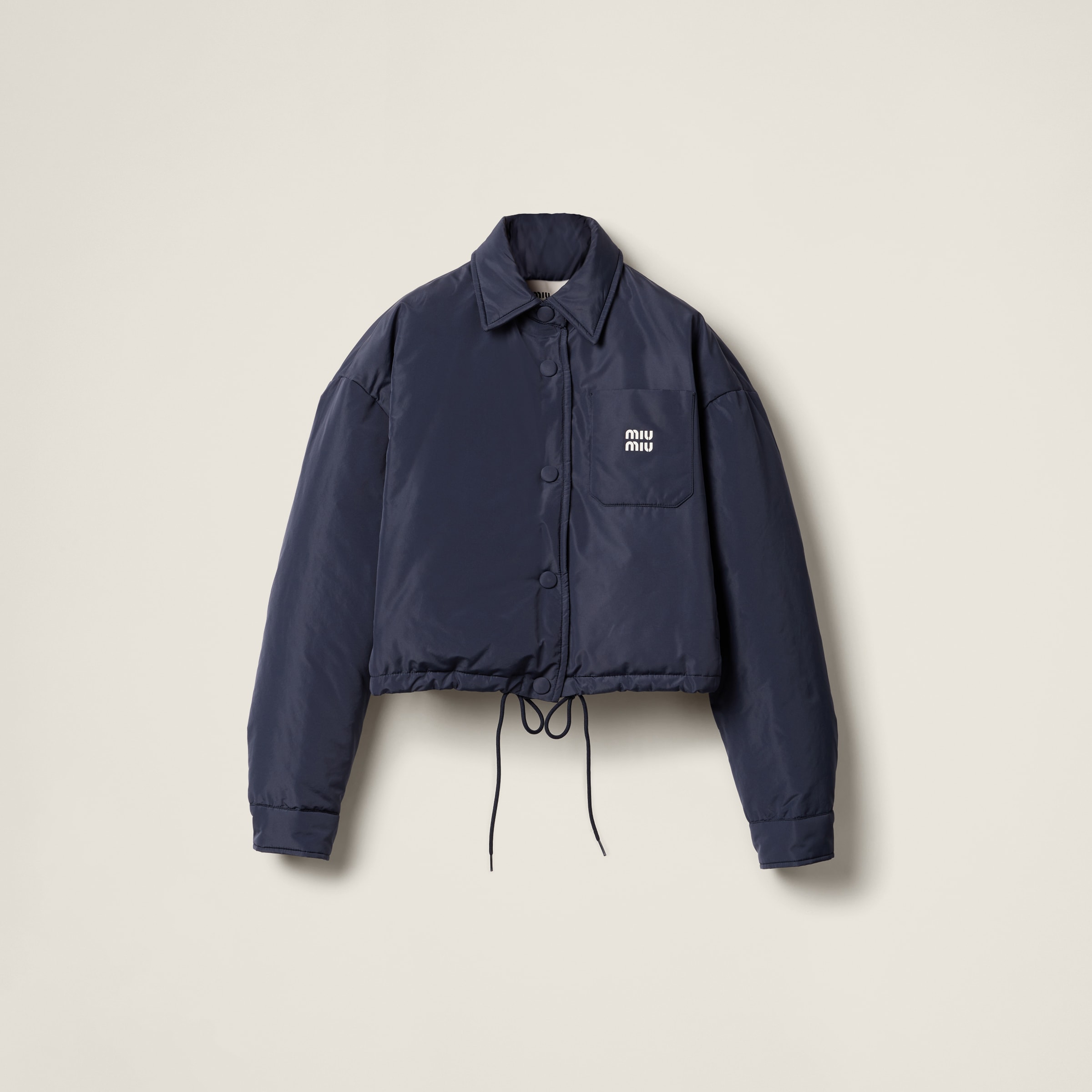 Technical pongé cropped down jacket