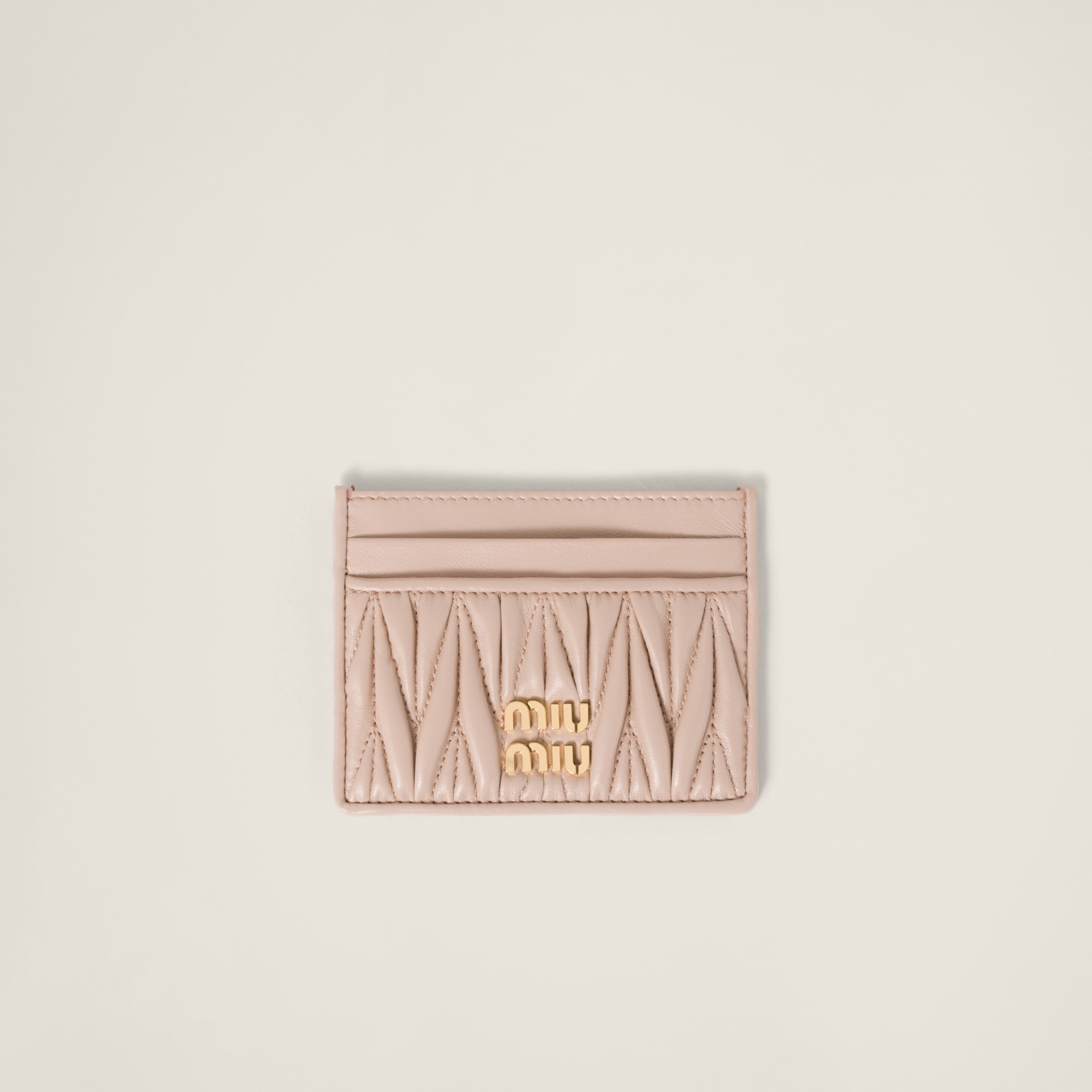 Matelassé nappa leather card holder