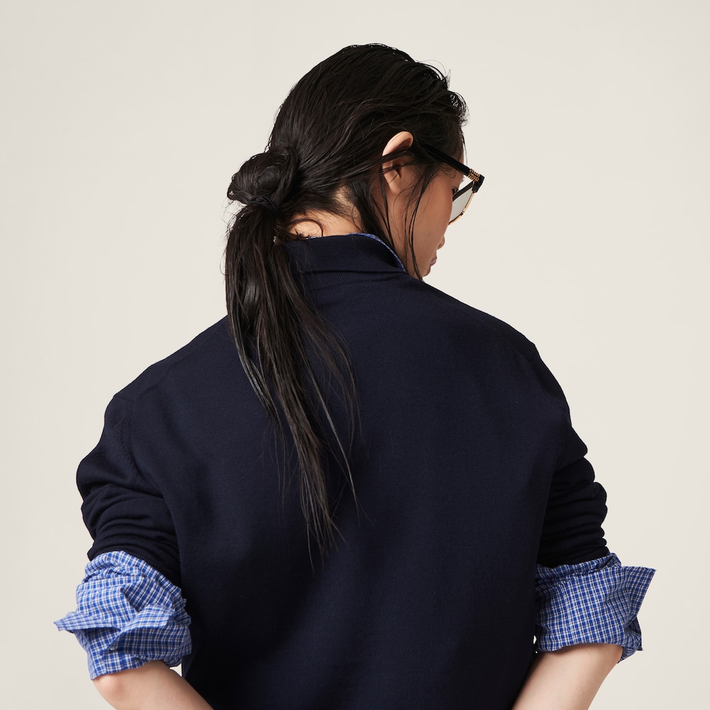 Wool knit polo shirt