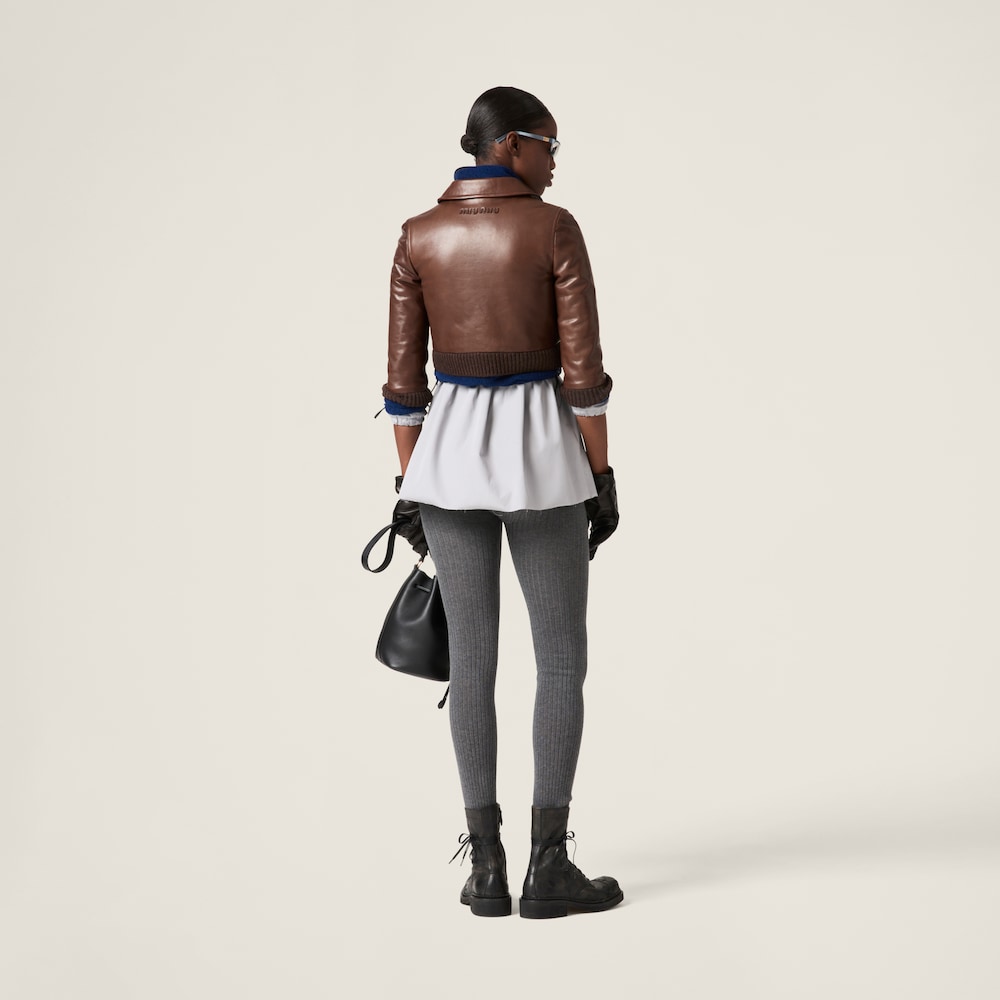 Cropped leather jacket