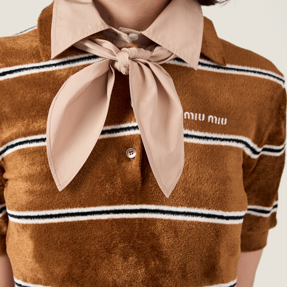 Striped viscose polo shirt