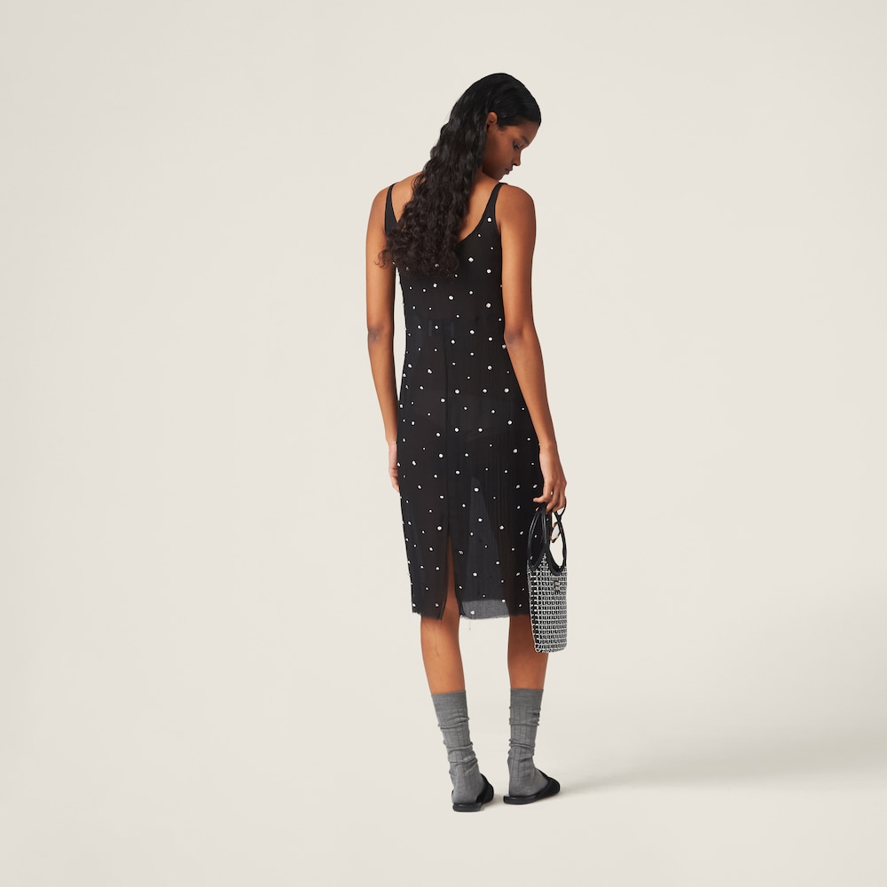 Embroidered chiffon dress