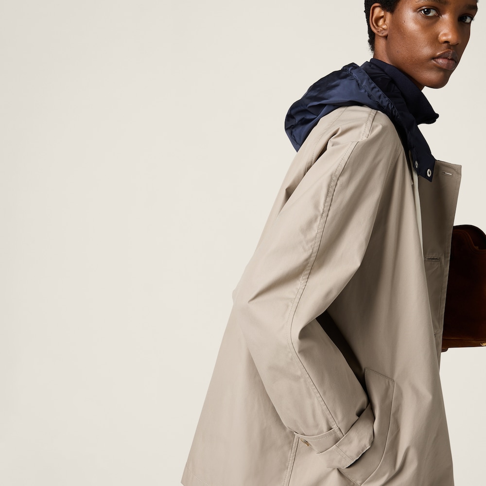 Panama cotton and technical pongé blouson jacket