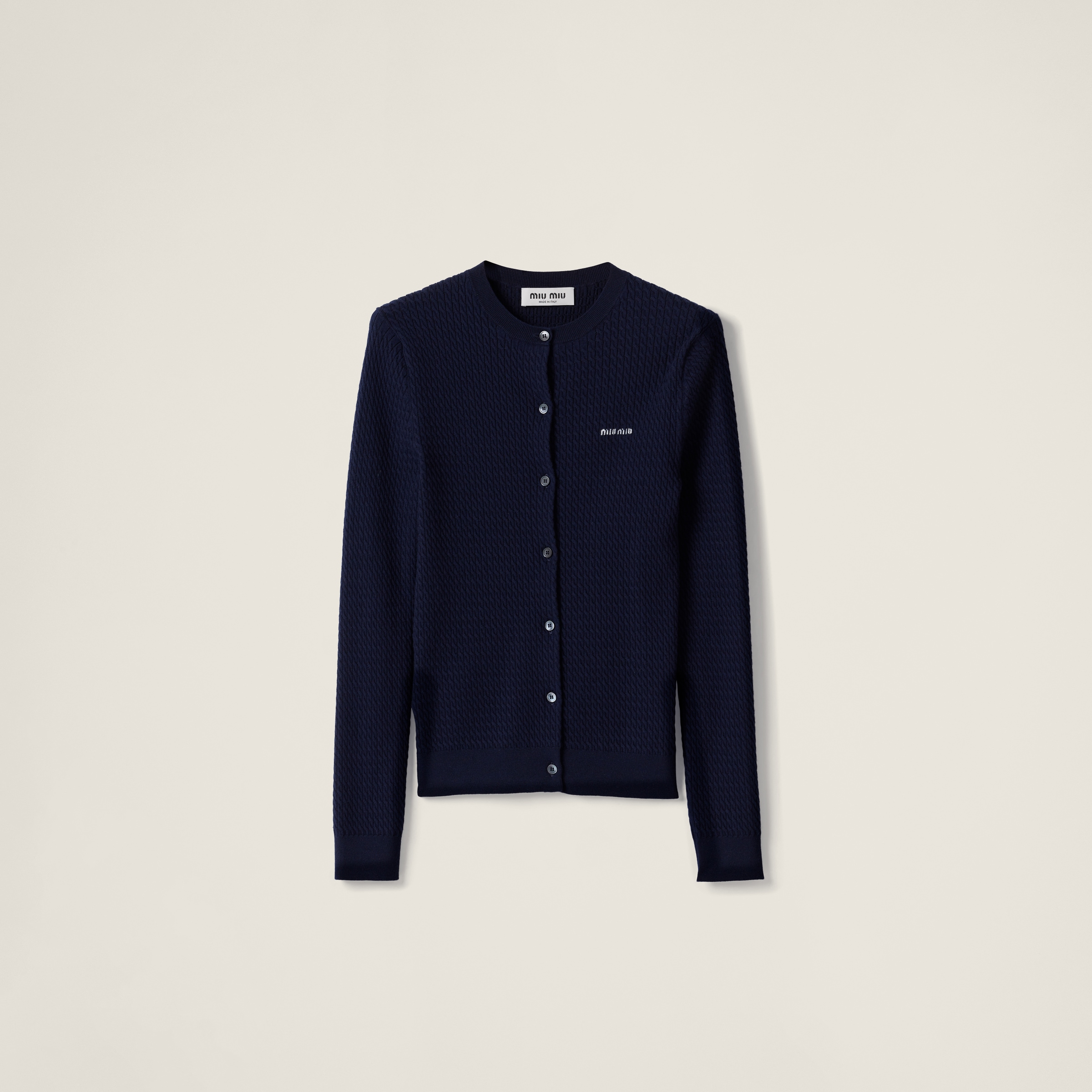 Cable-knit cashmere and silk cardigan